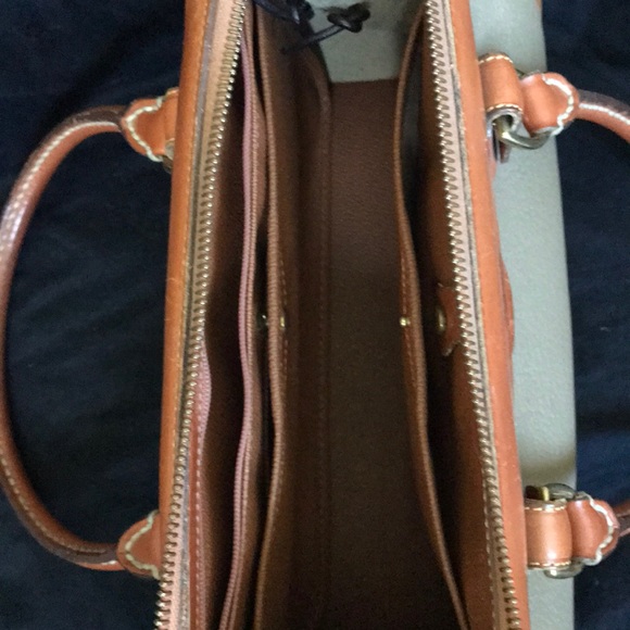 Dooney & Bourke stone and brown leather handbag - Picture 7 of 8